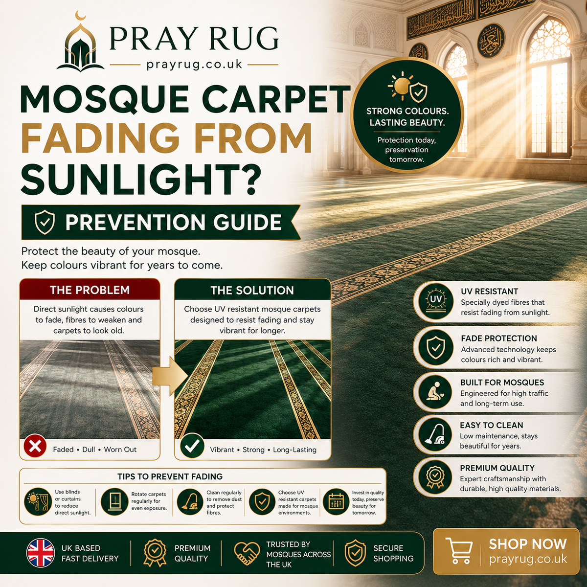 Mosque Carpet Fading From Sunlight: Why It Happens And How To Prevent It
