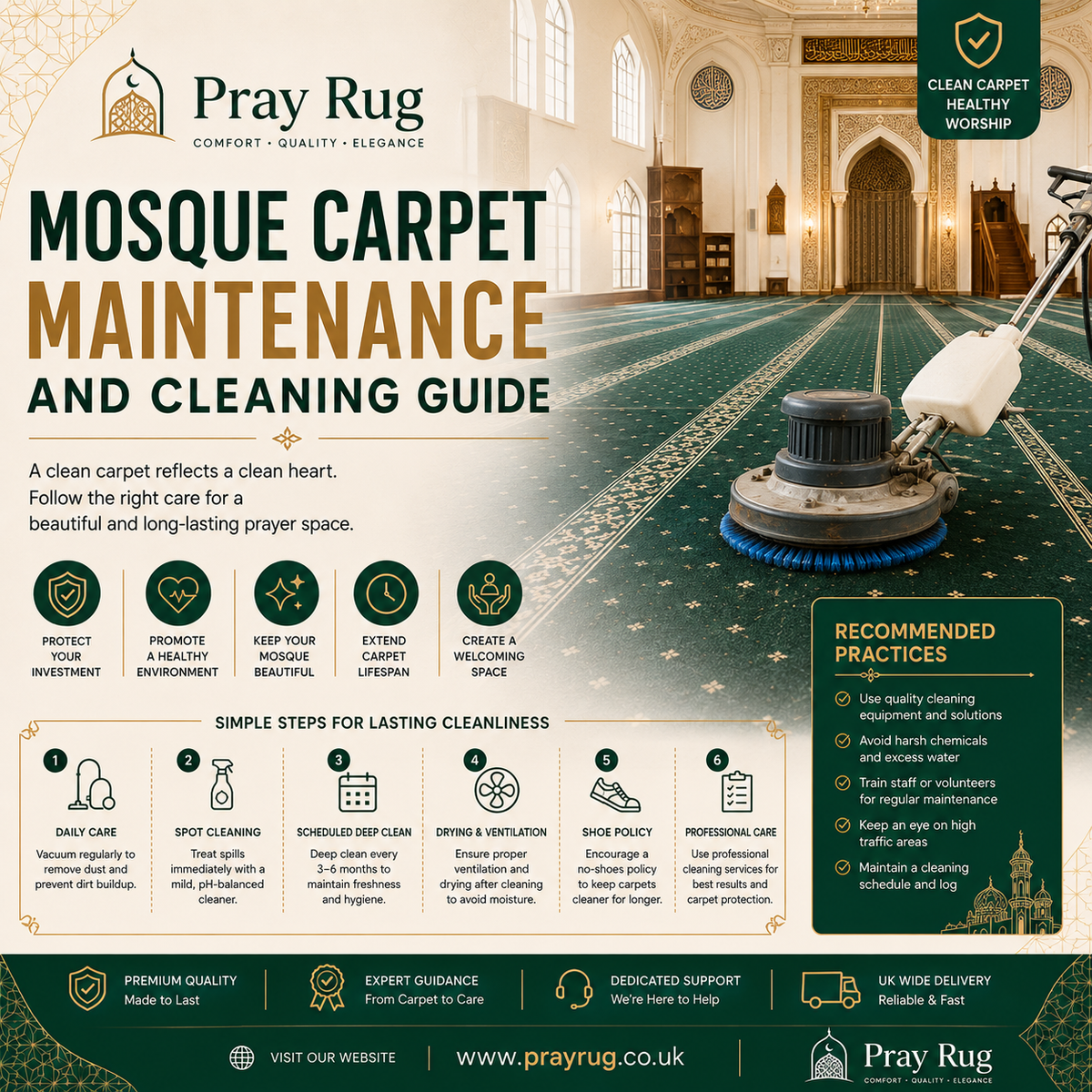 Mosque Carpet Maintenance And Cleaning Guide: Protecting Your Community's Investment