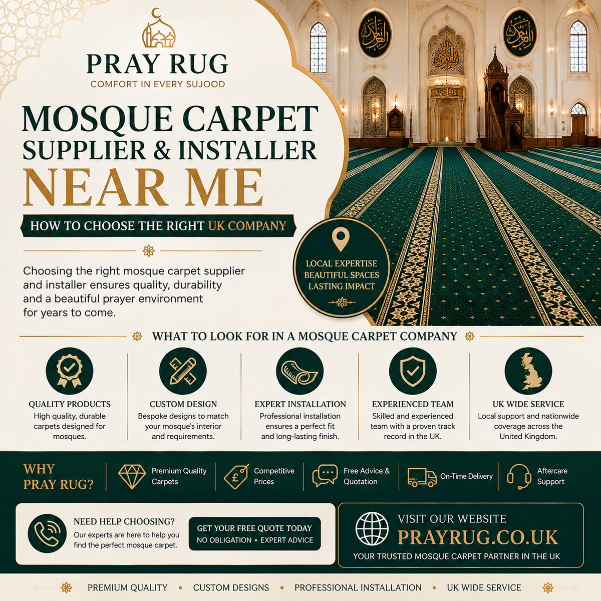 Mosque Carpet Supplier & Installer Near Me: How to Choose the Right UK Company | Pray Rug