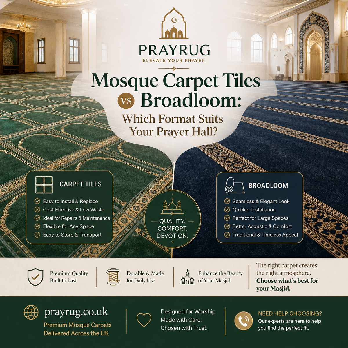 Mosque Carpet Tiles vs Broadloom Which Format Suits Your Prayer Hall