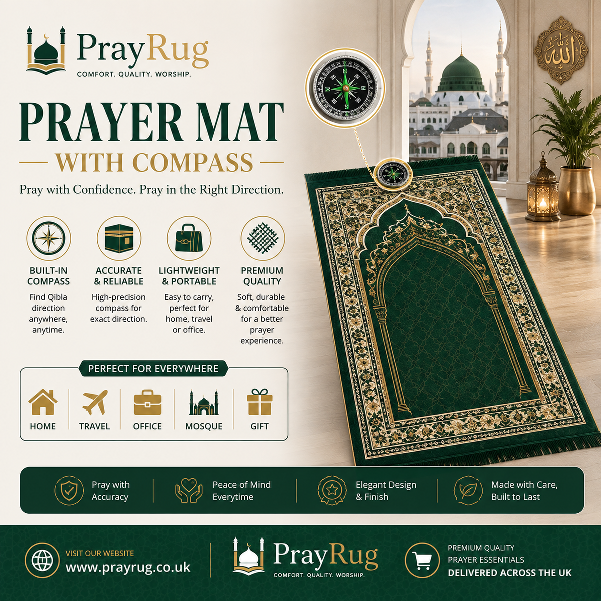Pray Rug — Prayer Mat with Compass