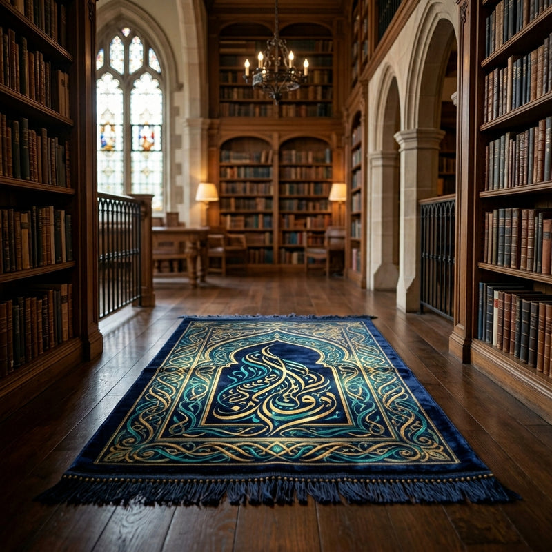 Luxury Muslim prayer mat with personalised details
