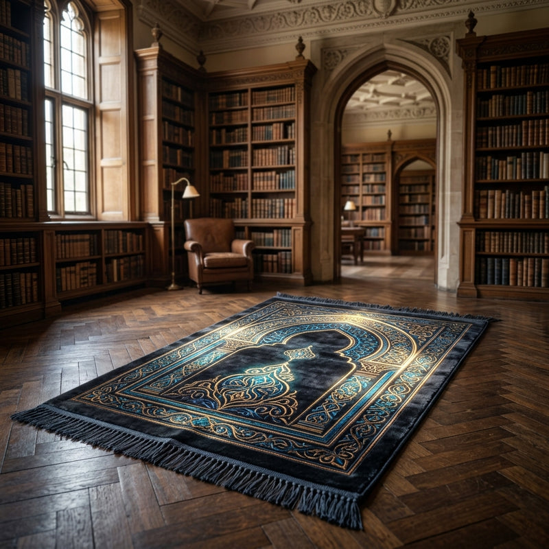 Luxury prayer rug with custom name embroidery